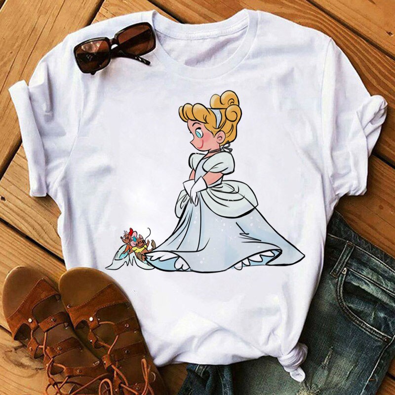 Cute Disney Princess Crew Neck Women's Top