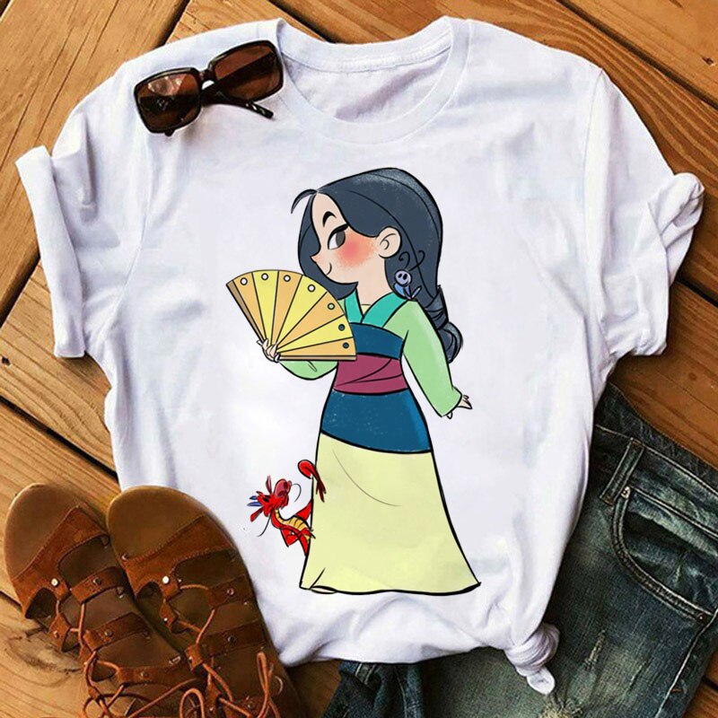 Cute Disney Princess Crew Neck Women's Top