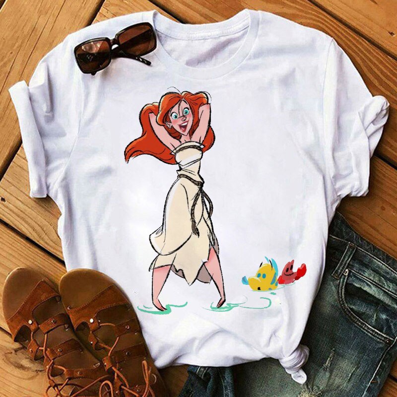 Cute Disney Princess Crew Neck Women's Top