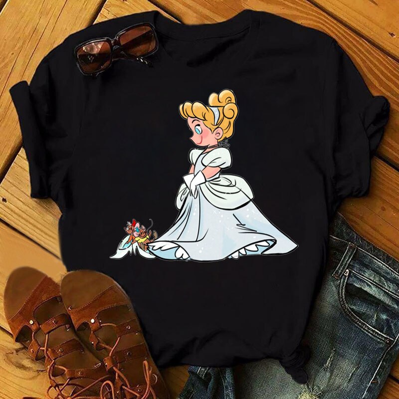 Cute Disney Princess Crew Neck Women's Top