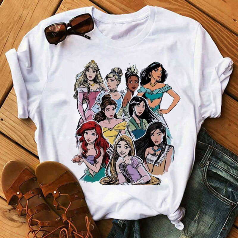 Cute Disney Princess Crew Neck Women's Top