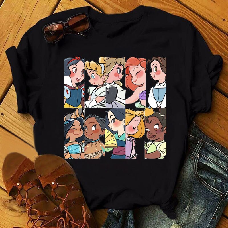 Cute Disney Princess Crew Neck Women's Top