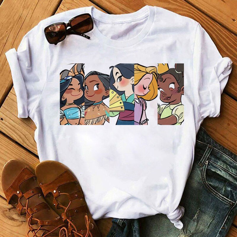 Cute Disney Princess Crew Neck Women's Top