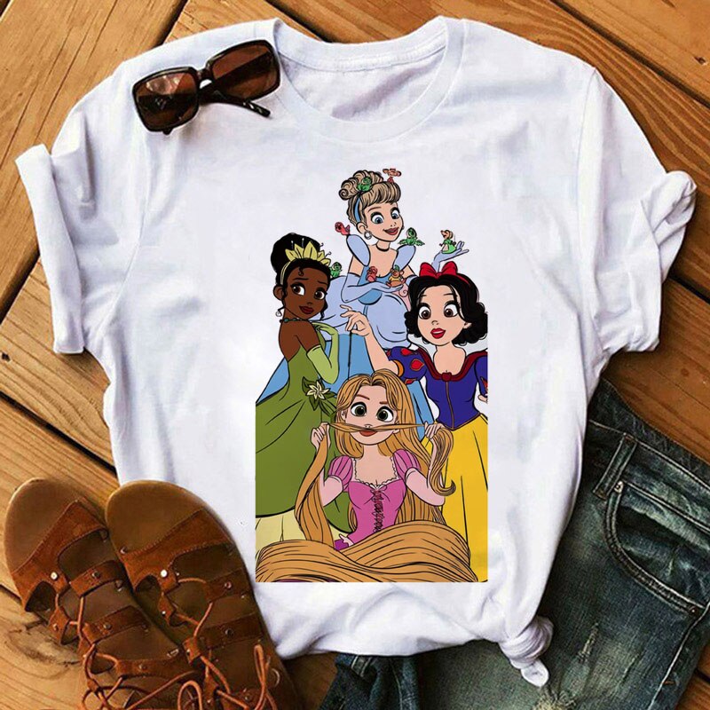 Cute Disney Princess Crew Neck Women's Top