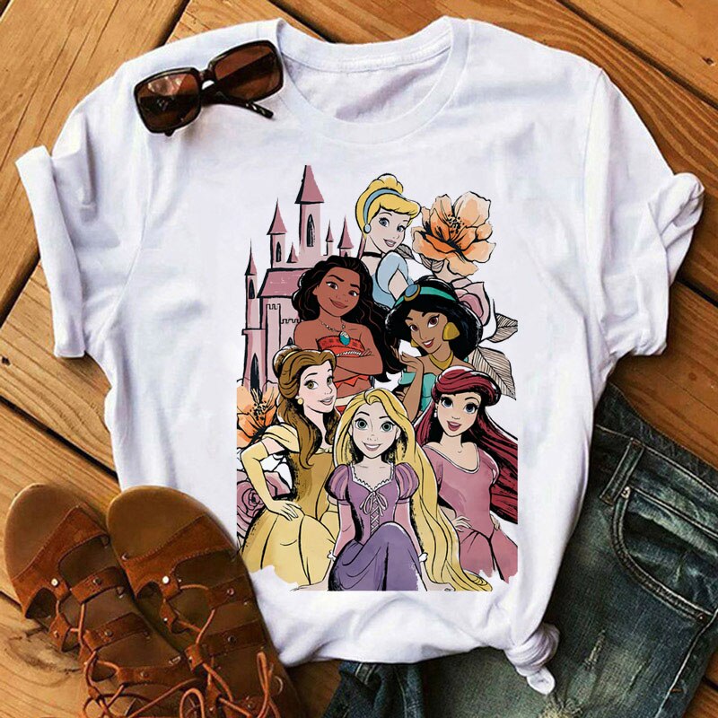 Cute Disney Princess Crew Neck Women's Top