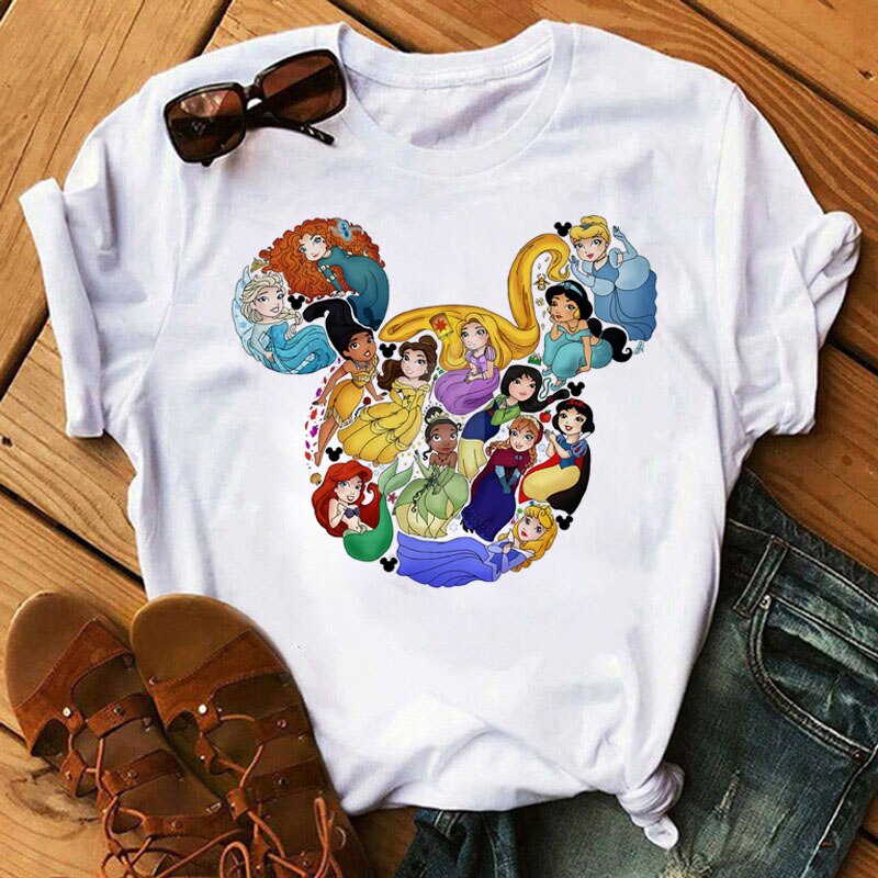 Cute Disney Princess Crew Neck Women's Top