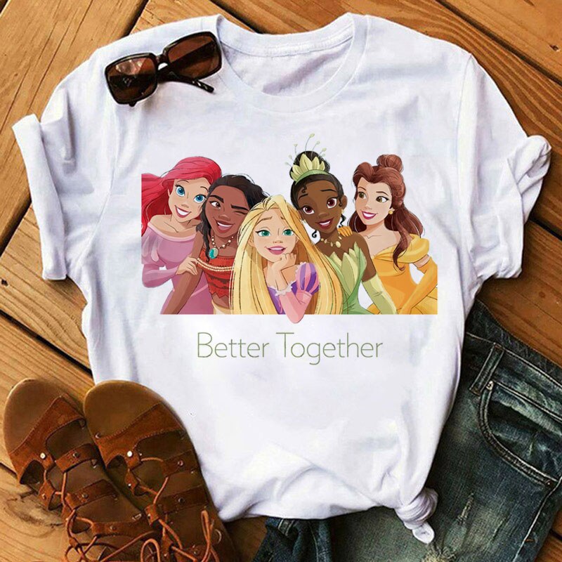 Cute Disney Princess Crew Neck Women's Top