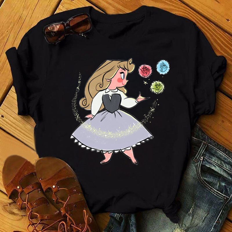 Cute Disney Princess Crew Neck Women's Top