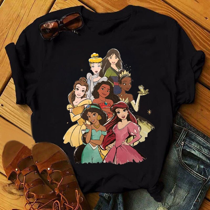 Cute Disney Princess Crew Neck Women's Top