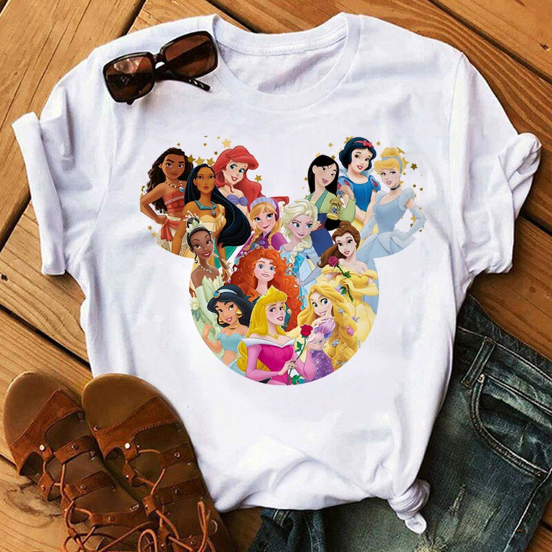 Cute Disney Princess Crew Neck Women's Top