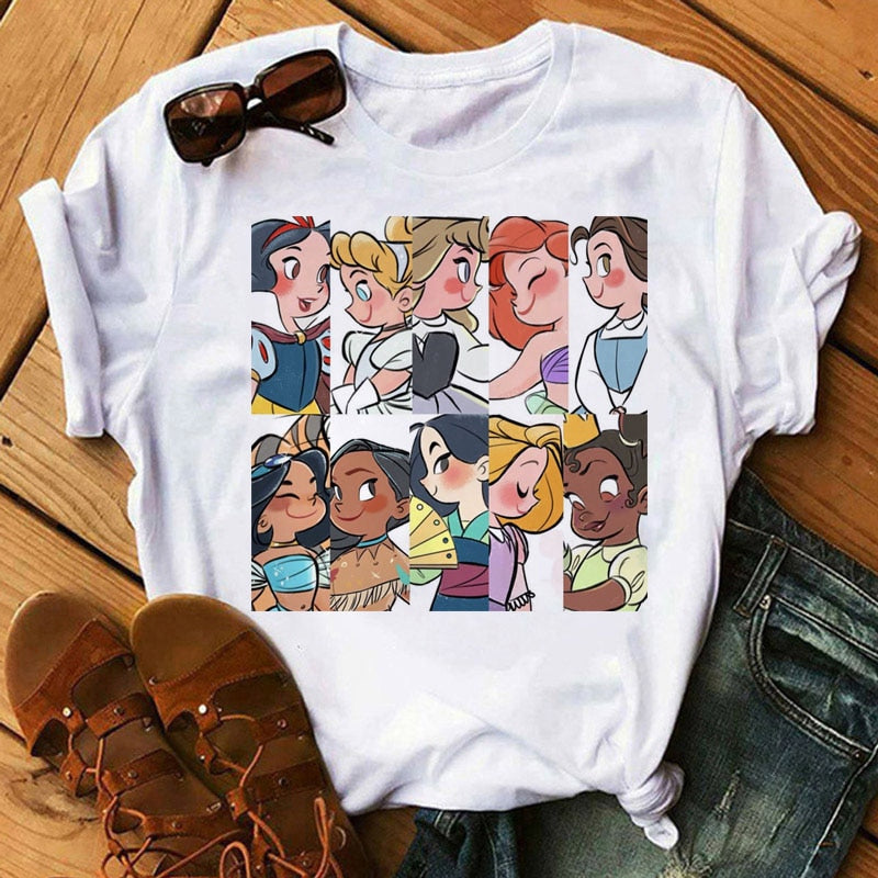 Cute Disney Princess Crew Neck Women's Top