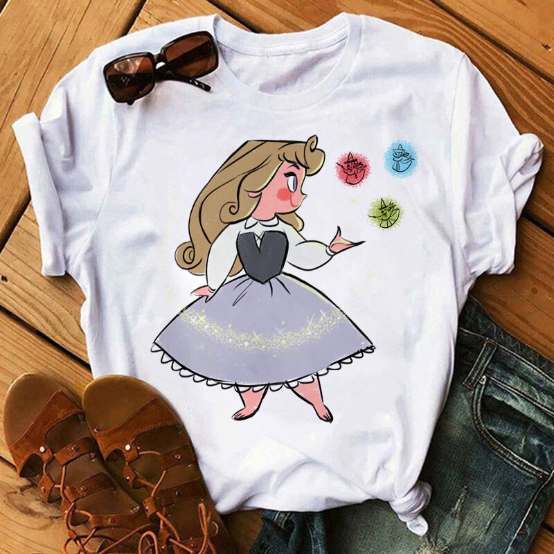 Cute Disney Princess Crew Neck Women's Top