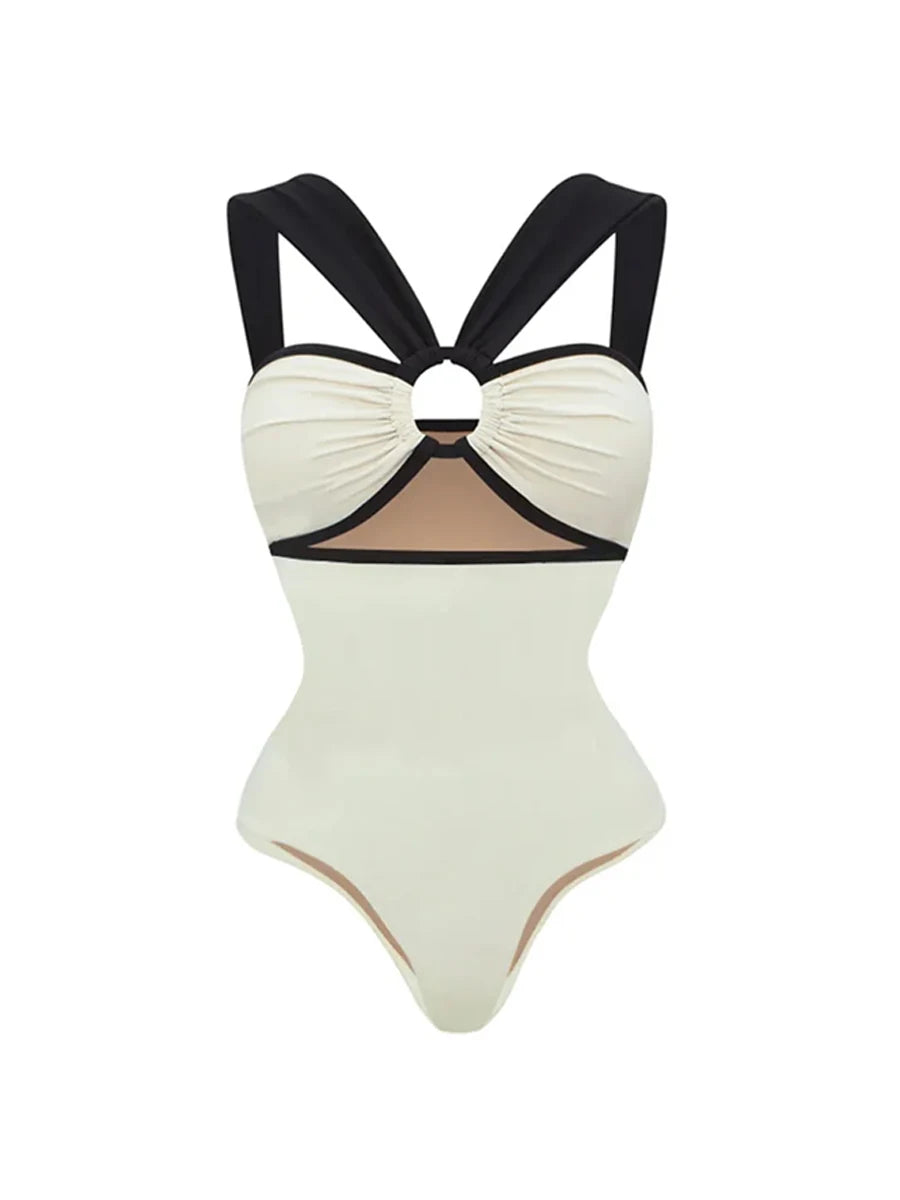 Luxury Fashion Color Block One Piece Basic Swimsuit