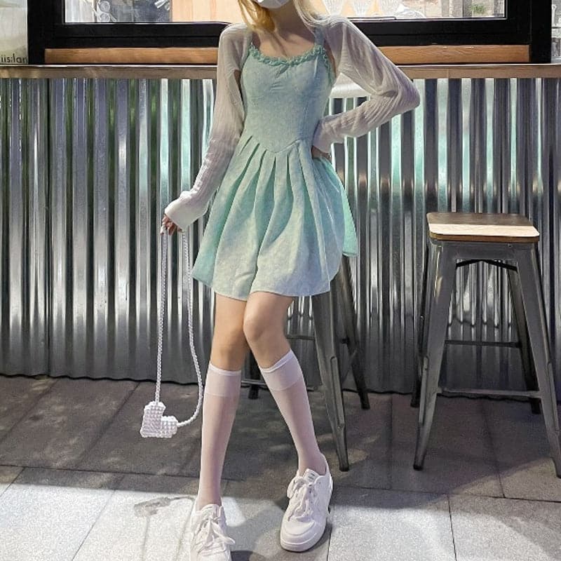 Floral Strap Dress  Ruffled Korean Party Fairy Dress