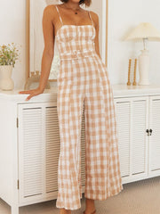 Vintage Belt Gingham Print Jumpsuit