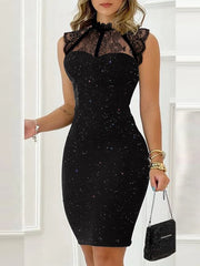 Contrast Glitter Party Lace Dress