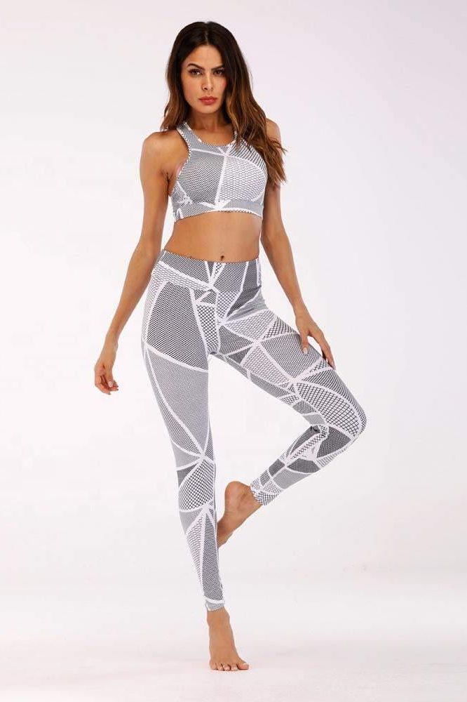 Gray Geometric Patterns Yoga Set