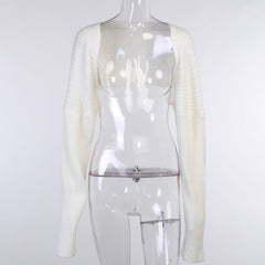 Knit Sweater Cropped Sleeve