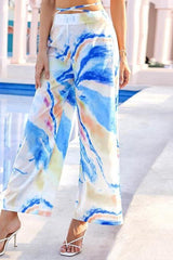 Ink Print Criss Cross Waist Pants
