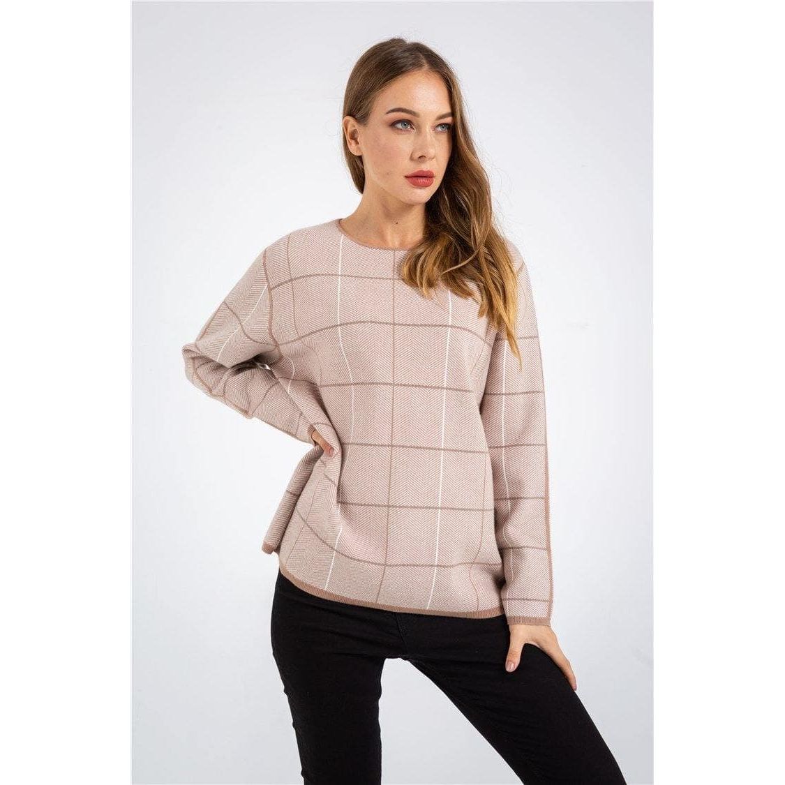 Knitting Check Plaid Sweater