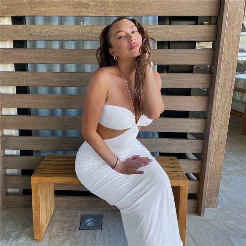Tube Strap Halter Midi Dress