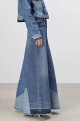 Casual Patchwork Denim Skirt