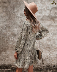 Leopard V Neck A Line Dress