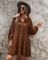 Leopard V Neck A Line Dress