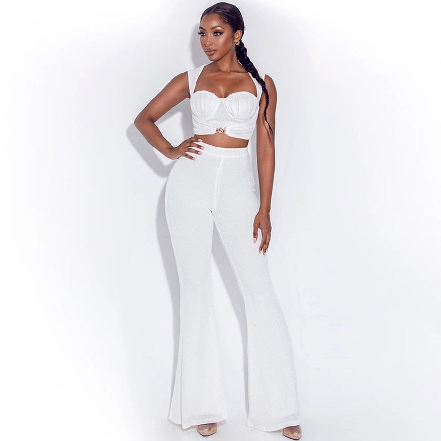 Sweetheart Flared Pants Matching Set