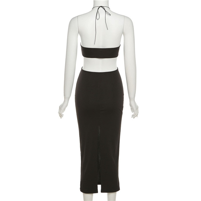 Tube Strap Halter Midi Dress