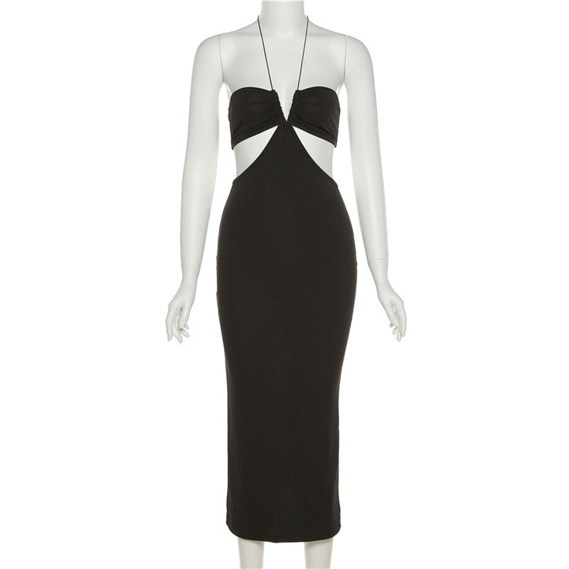 Tube Strap Halter Midi Dress