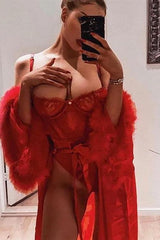 Corset Lace Mesh Sleepwear Nightwear Set