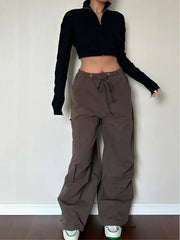 90s Retro Brown Cargo Y2K Vintage Drawstring Harajuku Oversized Sweatpants Pant