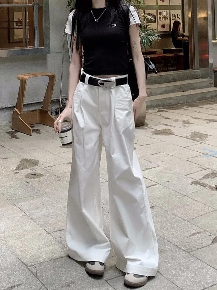 Korean Wide Leg Baggy Pants (Dark Brown) main image 1