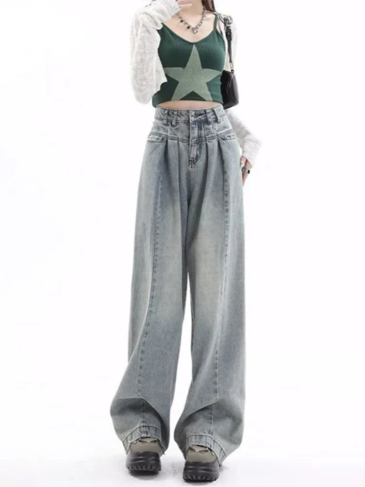 Blue Baggy  Y2K Gyaru Oversize Wide Leg Denim Harajuku Pant