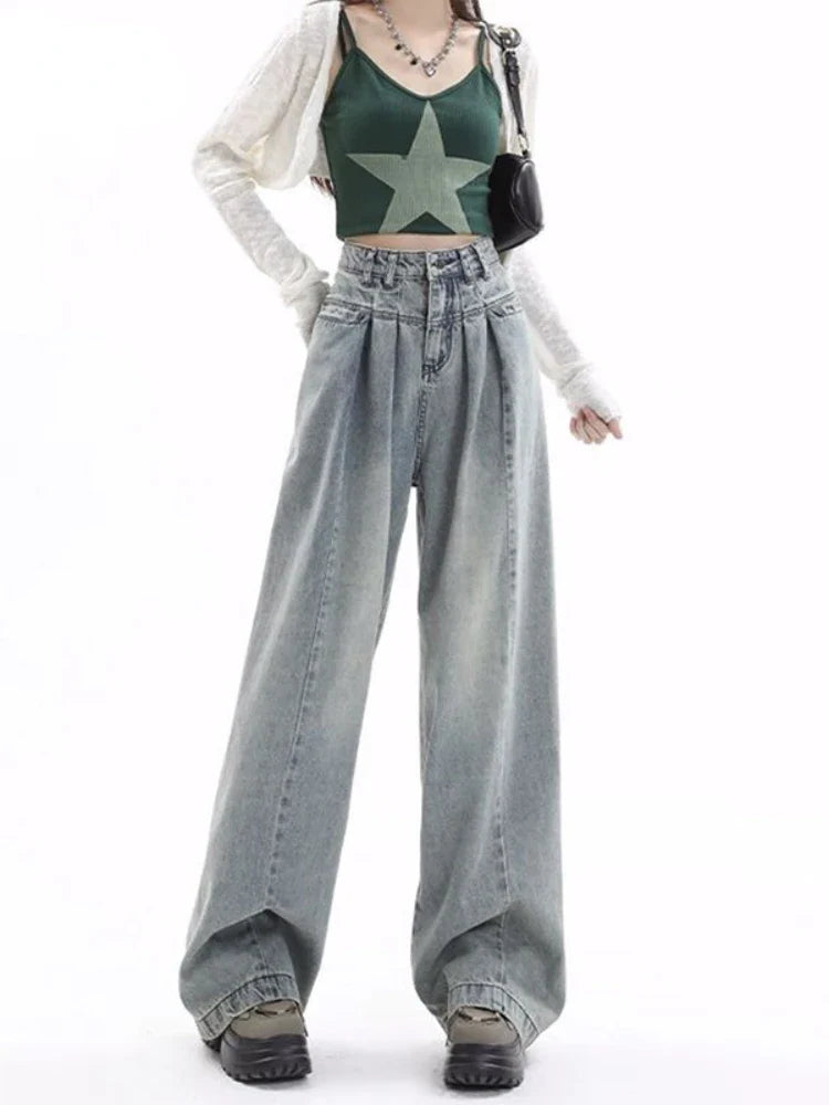 Blue Baggy  Y2K Gyaru Oversize Wide Leg Denim Harajuku Pant