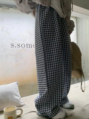 Black White Plaid  Harajuku Streetwear Oversize Wide Leg Pant