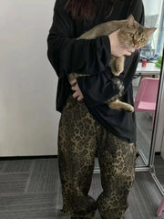 Retro Leopard Baggy Vintage Grunge Wide Leg Denim Pant