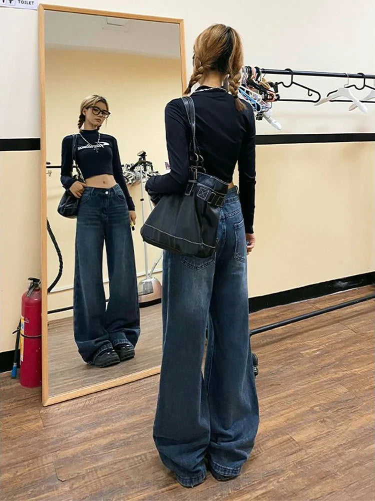 Baggy  Korean Style Distressed Wide Leg Denim Harajuku Pant