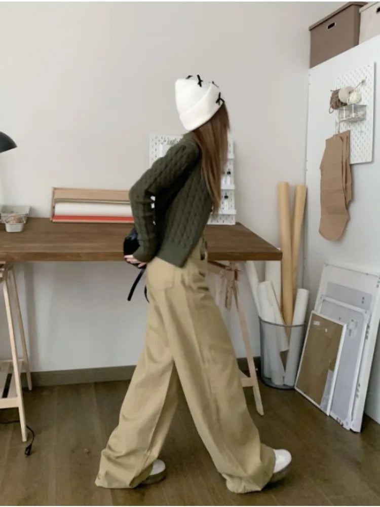 Khaki Oversize Y2K Cargo Harajuku Baggy Kpop High Waist Slacks Pant