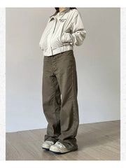 Black Denim Basic Oversize Loose  Y2K Vintage Retro Pant