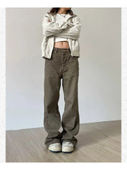 Black Denim Basic Oversize Loose  Y2K Vintage Retro Pant