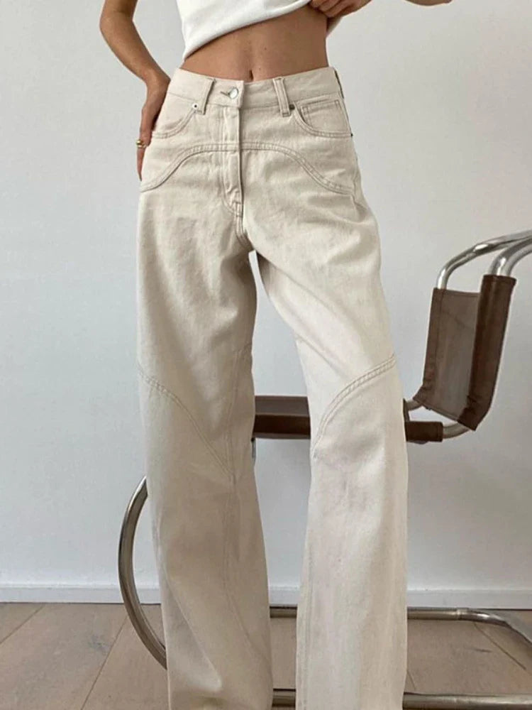 Beige Basic Cargo  Y2K Vintage Oversize Loose Pant