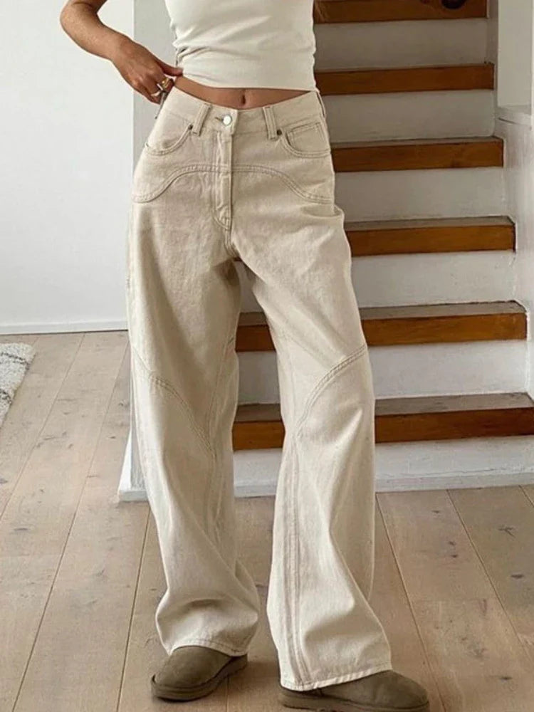 Beige Basic Cargo  Y2K Vintage Oversize Loose Pant