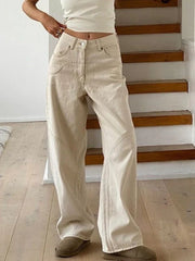 Beige Basic Cargo  Y2K Vintage Oversize Loose Pant