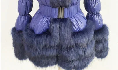 Faux Fur Detachable Sleeves Hooded Puffer Jacket