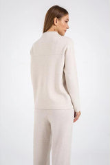 Long Sleeve Suit Pocket Knitted Sweater