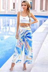 Ink Print Criss Cross Waist Pants