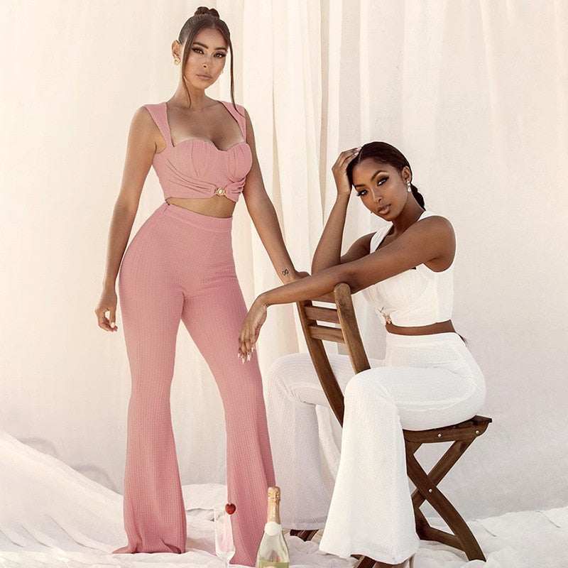 Sweetheart Flared Pants Matching Set