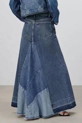 Casual Patchwork Denim Skirt
